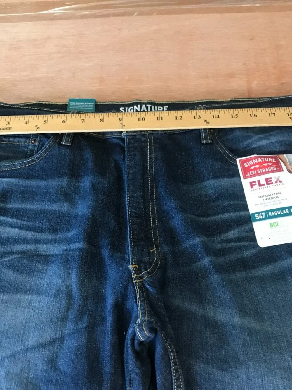 Levi Strauss Signature Flex Regular Taper Jeans Men 38x28 Blue Mid Rise Stretch